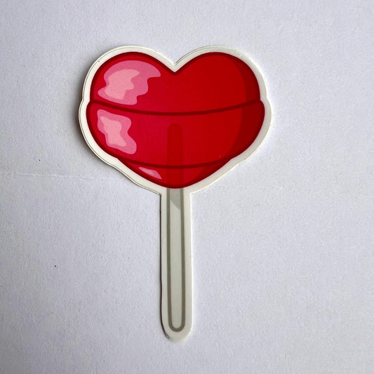 Pink Heart Lollipop Waterproof Vinyl Sticker