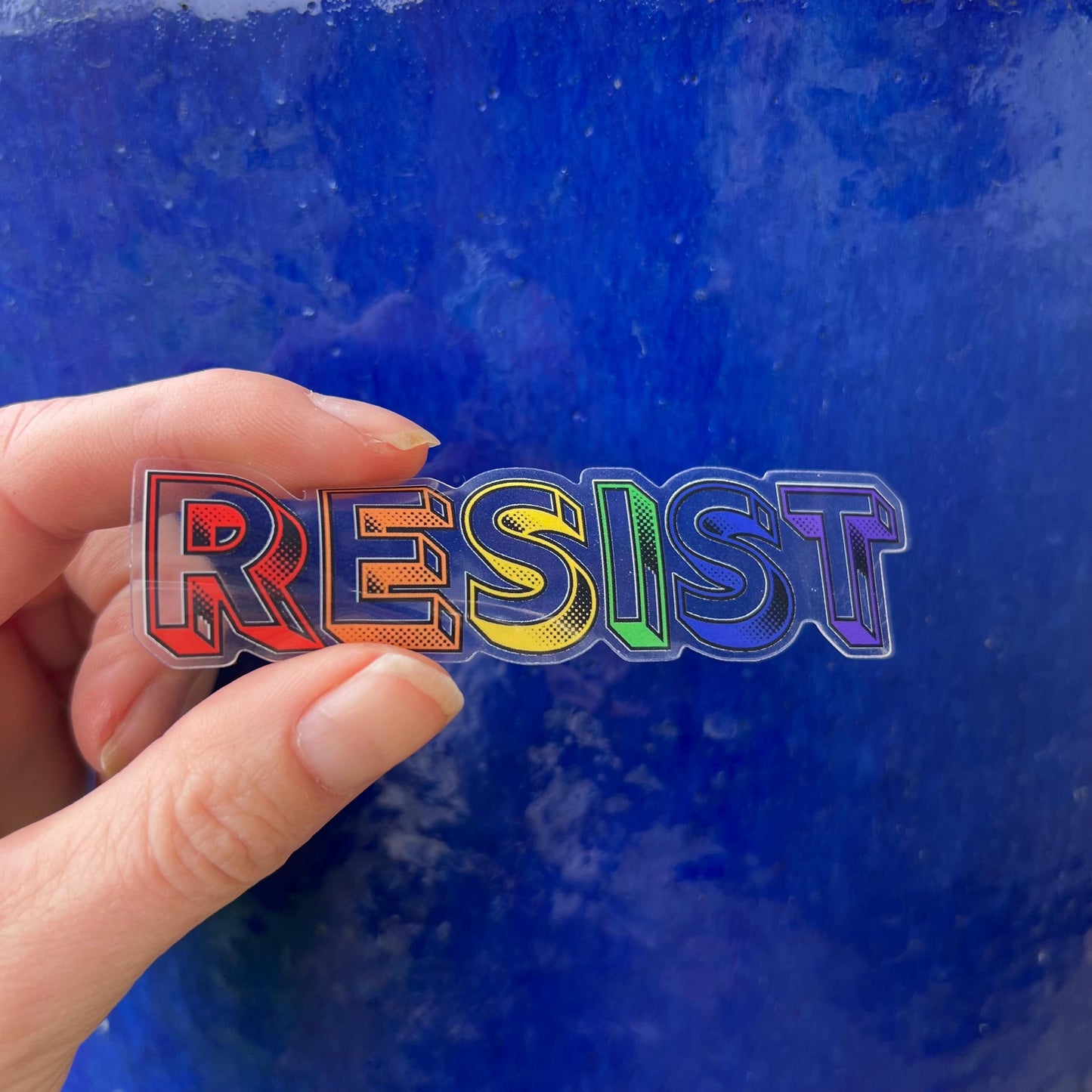 RESIST Rainbow TRANSPARENT Vinyl Sticker Quote Motivational Pride