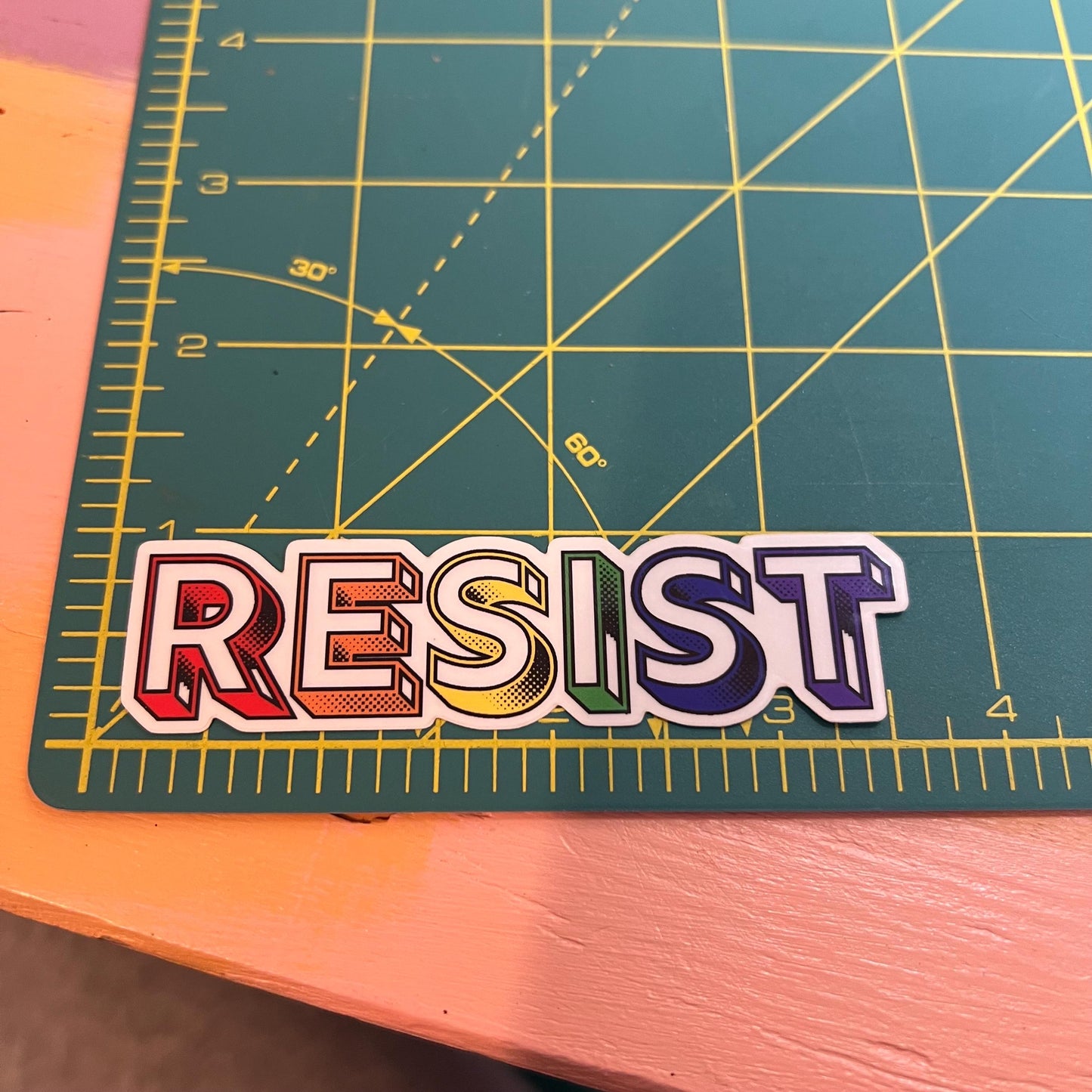 RESIST Rainbow TRANSPARENT Vinyl Sticker Quote Motivational Pride