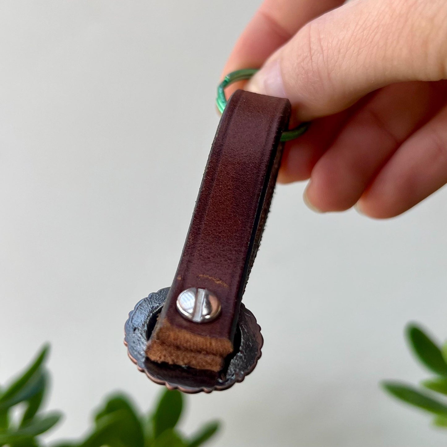 Western Leather Keychain Equestrian Cowgirl Gift Reclaimed Leather Goods Rhinestone Keyring