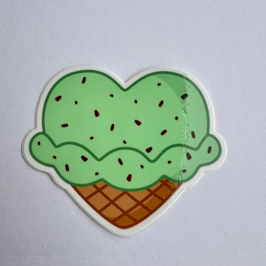 Mint Chip Ice Cream Heart Vinyl Sticker