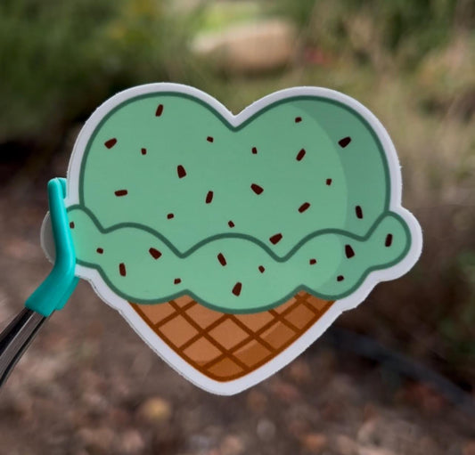 Mint Chip Ice Cream Heart Vinyl Sticker