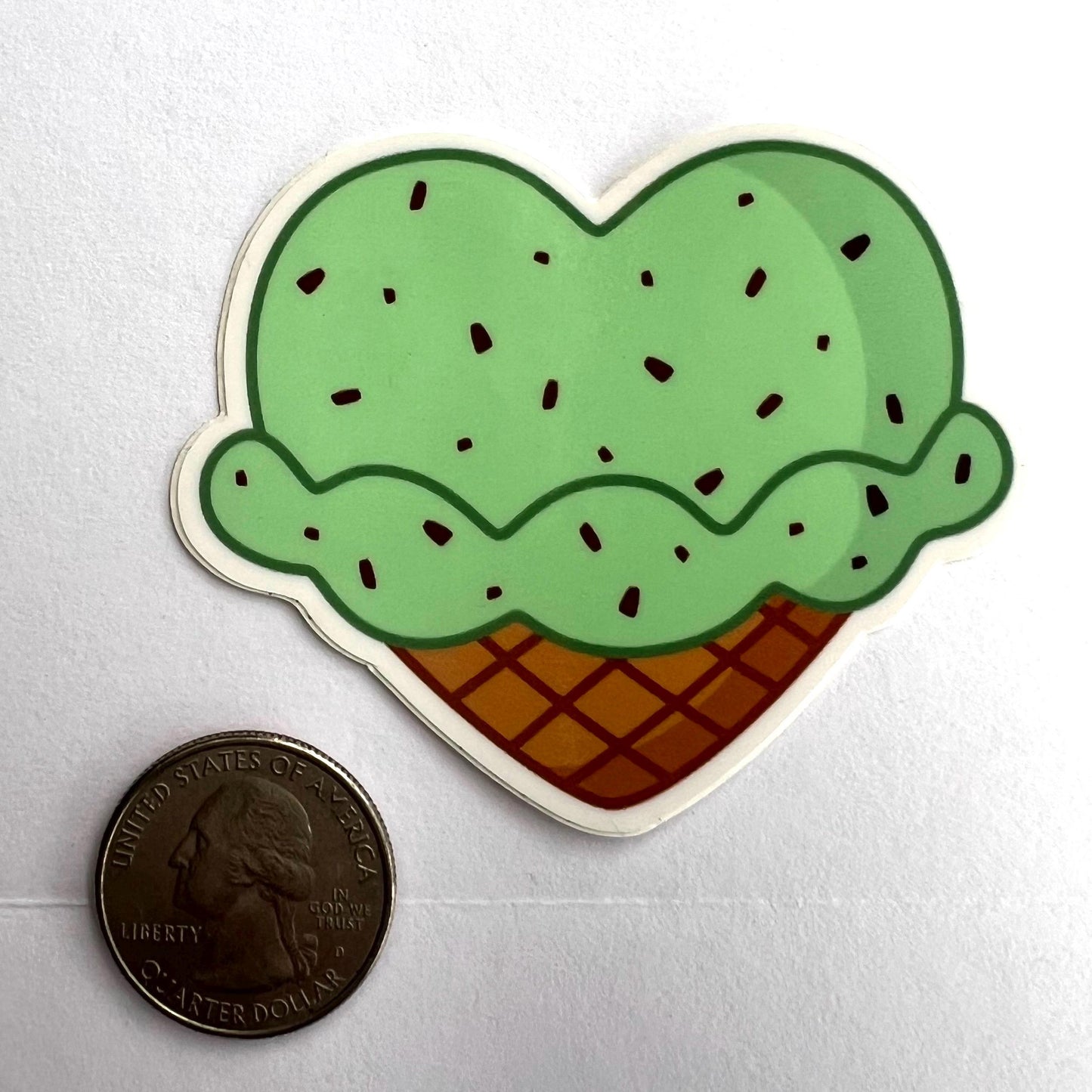 Mint Chip Ice Cream Heart Vinyl Sticker