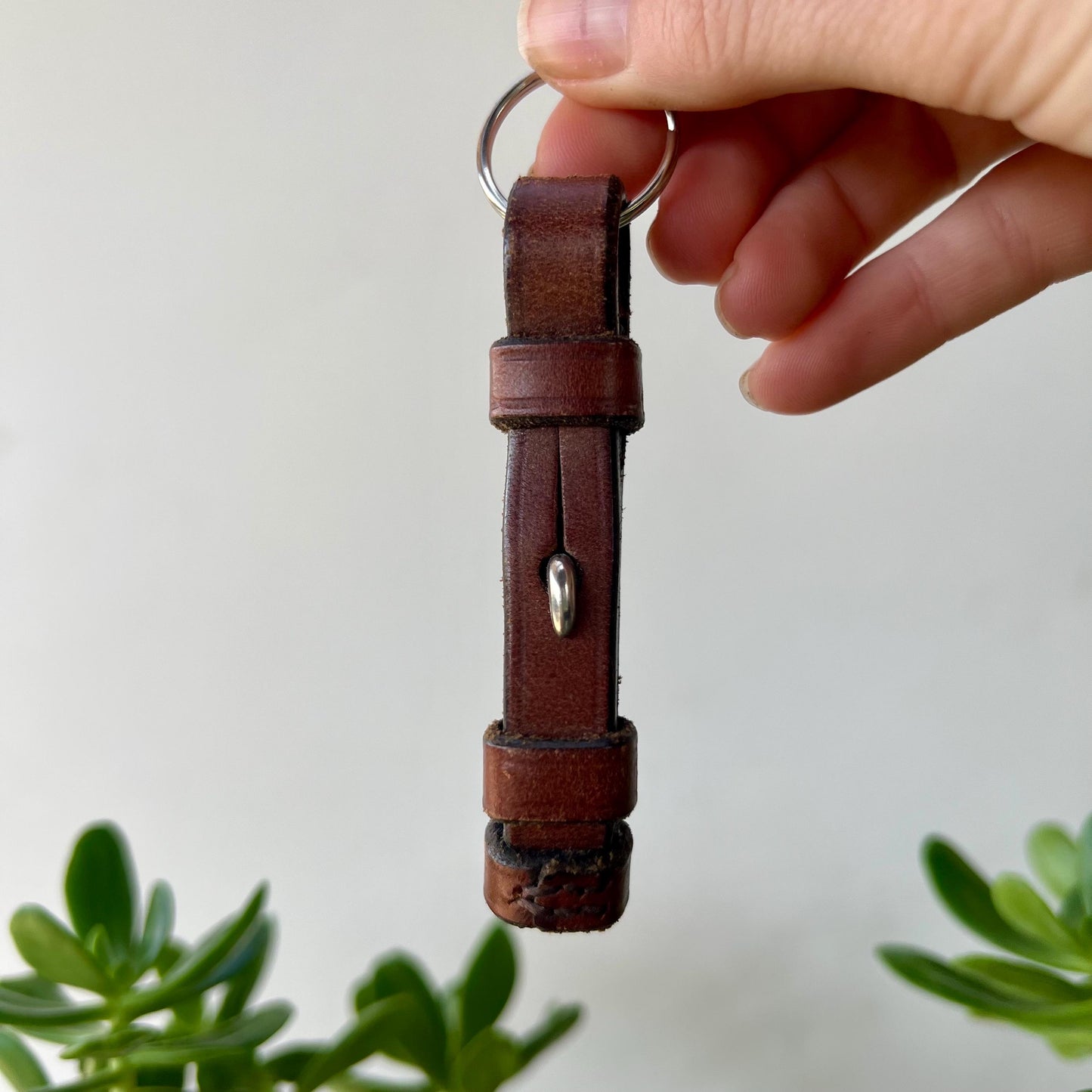 Leather Keychain Equestrian Gift Cowgirl Western English Reclaimed Leather Goods Peach Purple Aqua White Rhinestone Keyring