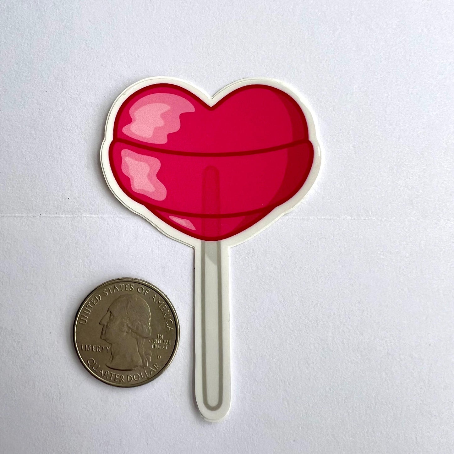 Pink Heart Lollipop Waterproof Vinyl Sticker