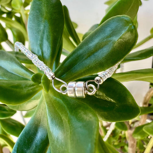 Minimalist Choker Necklace Sterling Silver Magnetic Clasp Seed Bead