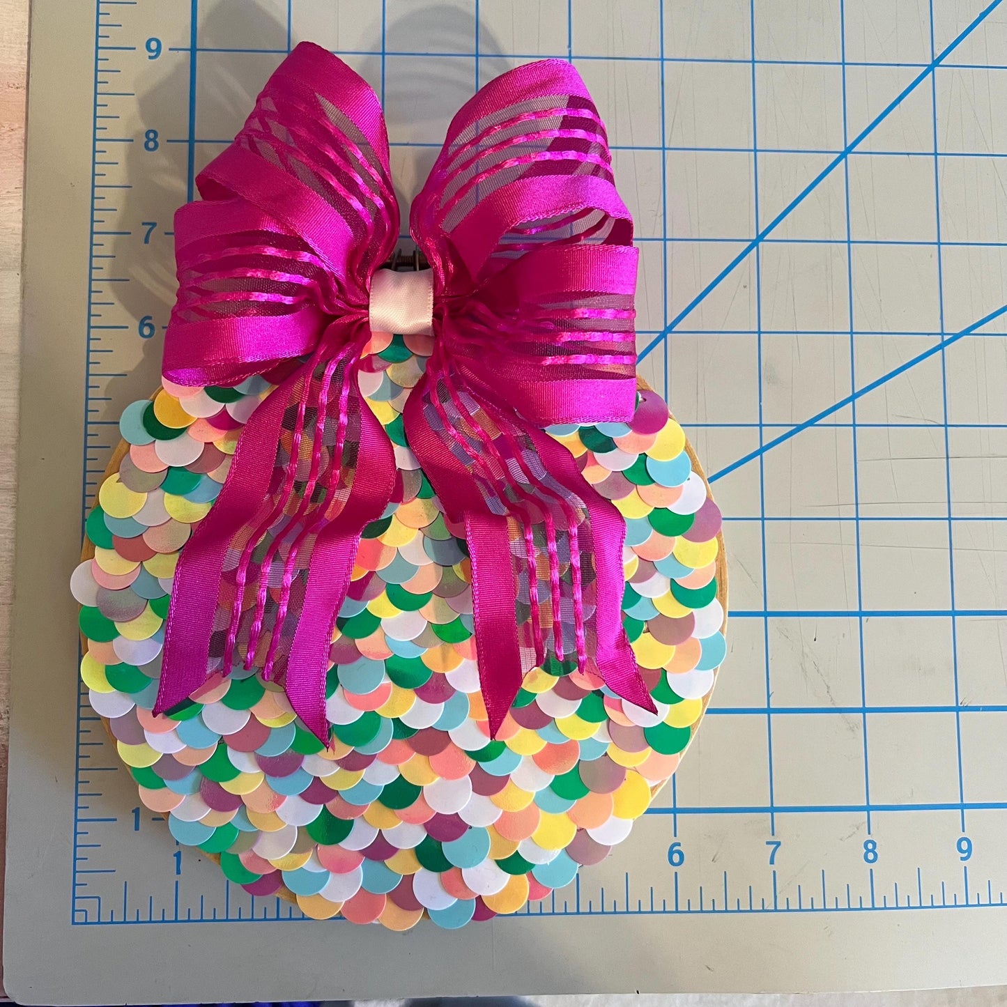 Mermaid Inspired Embroidery Hoop Wall Art Hot Pink Bow