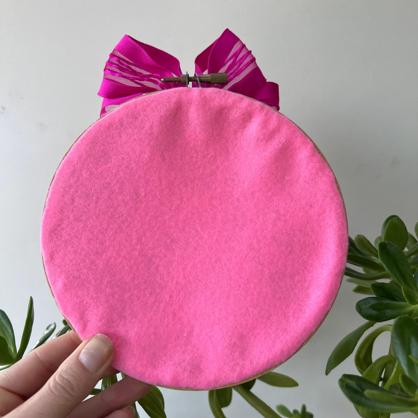Mermaid Inspired Embroidery Hoop Wall Art Hot Pink Bow