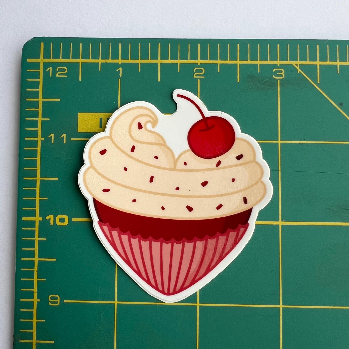 Red Velvet Heart Cupcake Sticker - Waterproof Vinyl Decal