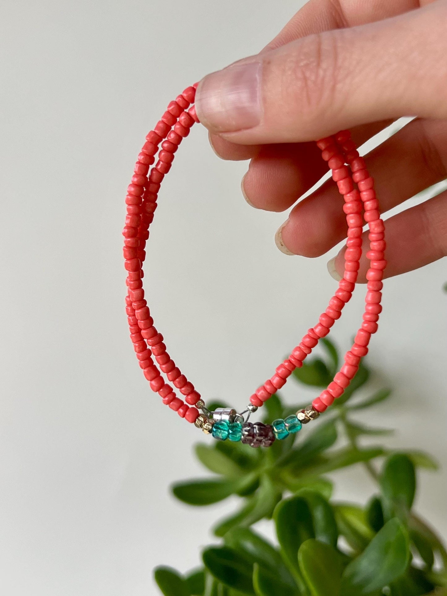 Delicate Seed Bead Choker Sterling Silver Magnetic Closure Necklace Minimalist Boho Style