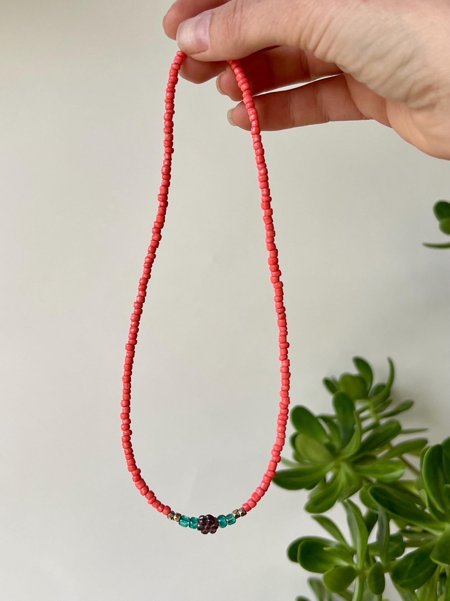 Delicate Seed Bead Choker Sterling Silver Magnetic Closure Necklace Minimalist Boho Style