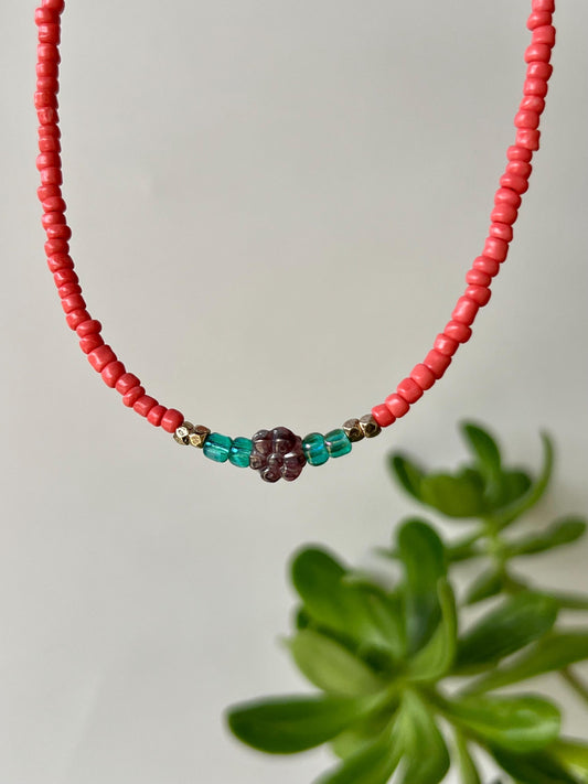 Delicate Seed Bead Choker Sterling Silver Magnetic Closure Necklace Minimalist Boho Style