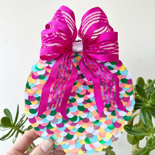 Mermaid Inspired Embroidery Hoop Wall Art Hot Pink Bow