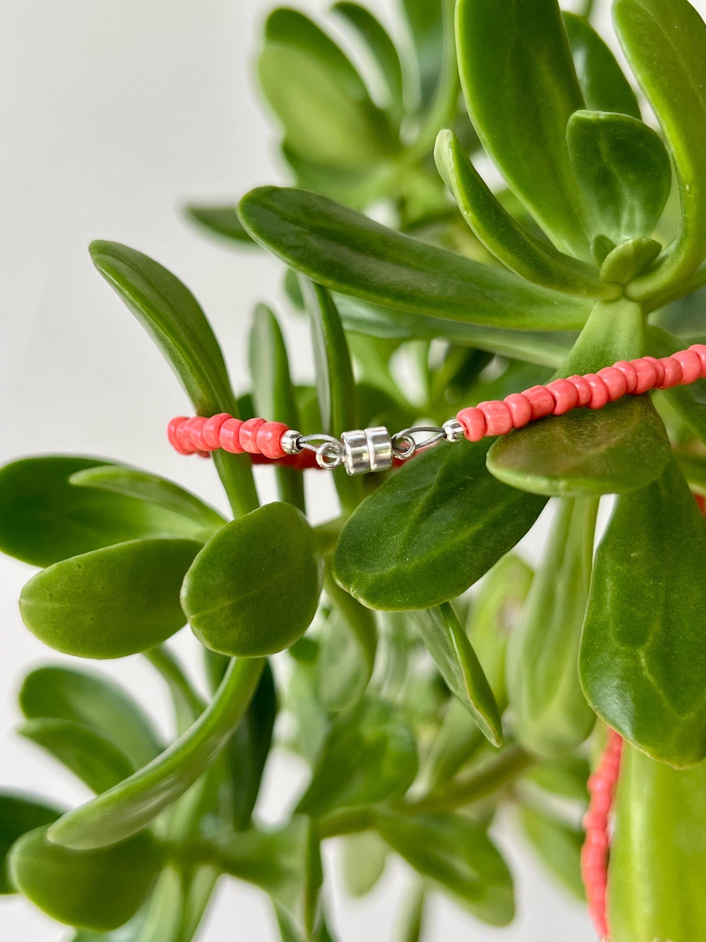 Delicate Seed Bead Choker Sterling Silver Magnetic Closure Necklace Minimalist Boho Style