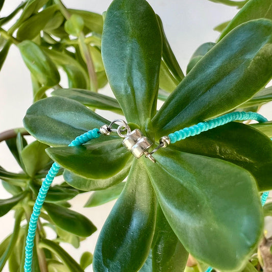 Minimalist Choker Necklace Sterling Silver Magnetic Clasp Seed Bead