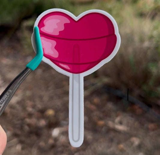 Pink Heart Lollipop Waterproof Vinyl Sticker